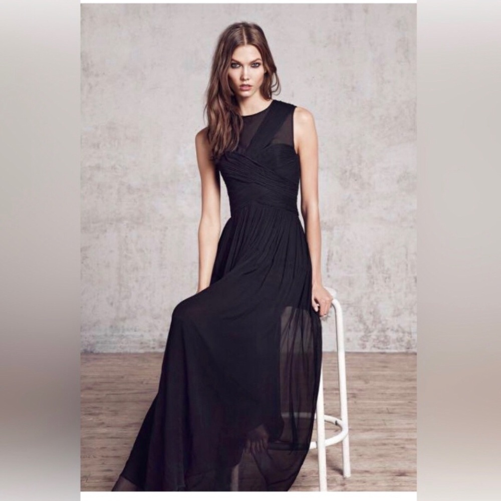 MANIJU Black Sleeveless Sheer Mesh Maxi Dress Size Medium Goth Formal Feminine